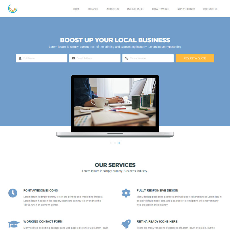 Business website layout previev